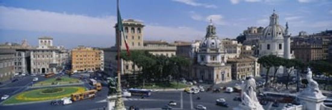 High angle view of traffic on a road Piazza Venezia Rome Italy Canvas Art - Panoramic Images (18 x 6)