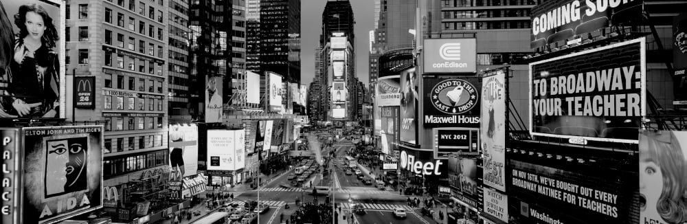 High angle view of traffic on a road Times Square Manhattan New York City New York State USA Canvas Art - Panoramic Images (12 x 36)