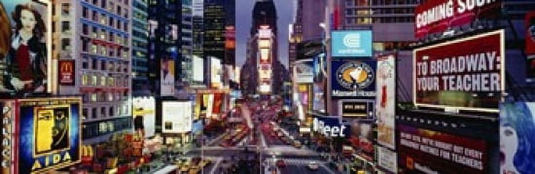 High angle view of traffic on a road Times Square Manhattan New York City New York State USA Canvas Art - Panoramic Images (18 x 6)