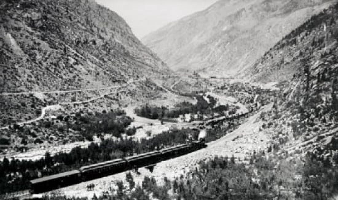 High angle view of train moving on railroad track Canvas Art - (18 x 24)