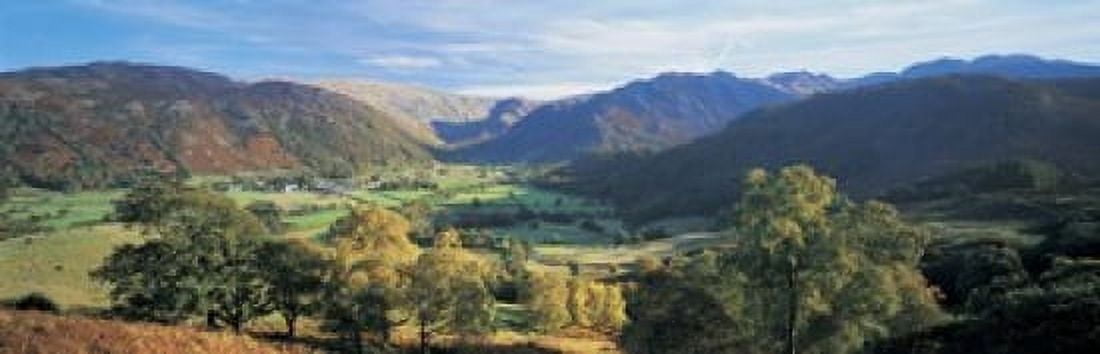 High angle view of trees on the mountainside Borrowdale Lake District England Canvas Art - Panoramic Images (18 x 6)