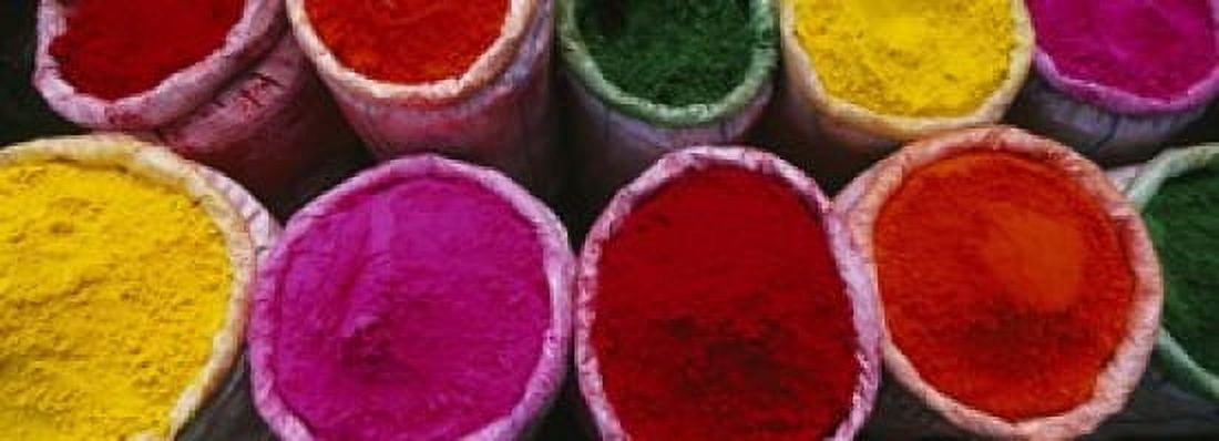 High angle view of various powder paints Braj Mathura Uttar Pradesh India Canvas Art - Panoramic Images (18 x 7)