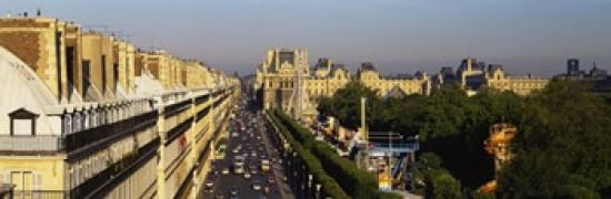High angle view of vehicles on the road Musee du Louvre Royal Street Paris France Canvas Art - Panoramic Images (36 x 12)