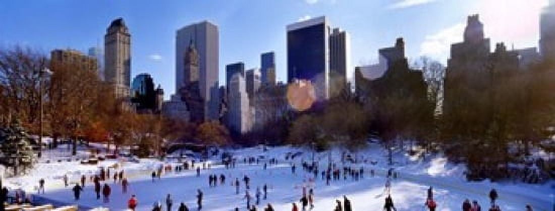High angle view of people skating in an ice rink Wollman Rink Central Park Manhattan New York City New York State USA Canvas Art - Panoramic Images (15 x 6)