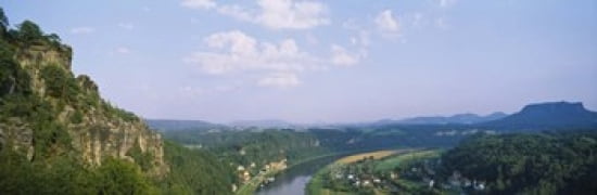 High angle view of a river flowing through a landscape Elbe River Elbsandstein Mountains Saxony Switzerland Germany Canvas Art - Panoramic Images (36 x 12)