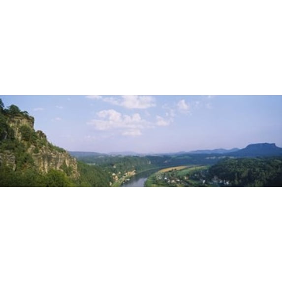 High angle view of a river flowing through a landscape Elbe River ...