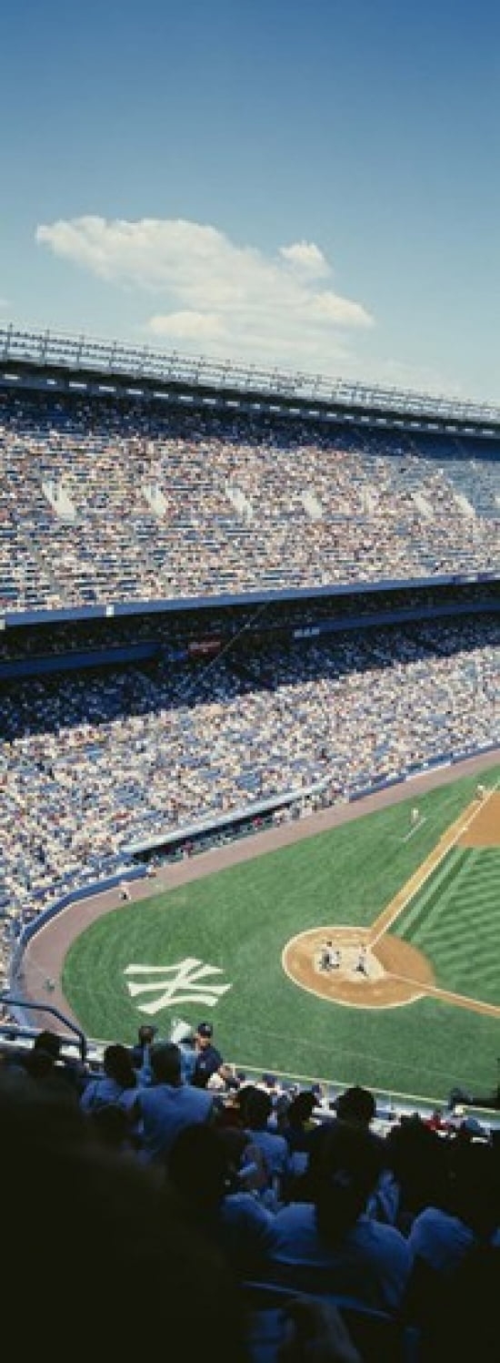 High angle view of spectators watching a baseball match in a stadium Yankee Stadium New York City New York State USA Canvas Art - Panoramic Images (36 x 13)