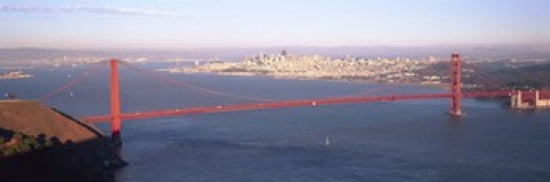 High angle view of a suspension bridge across the sea Golden Gate Bridge San Francisco Marin County California USA Canvas Art - Panoramic Images (36 x 12)