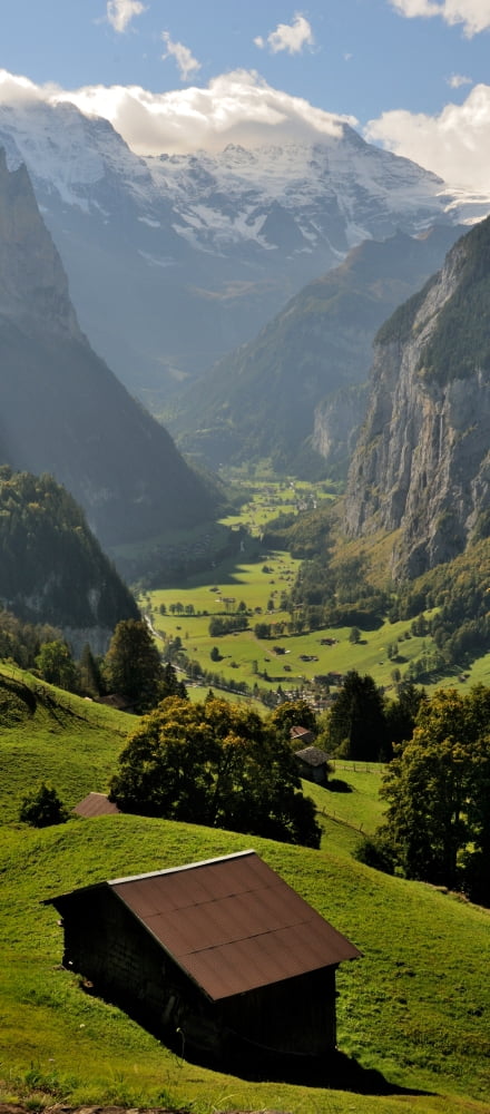 High angle view of a valley Lauterbrunnen Valley Wengen Lauterbrunnen Interlaken-Oberhasli Bernese Oberland Bern Switzerland Canvas Art - Panoramic Images (27 x 9)