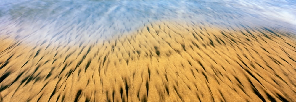 High angle view of waves create intricate fanciful patterns at Cerritos Beach Todos Santos Baja California Sur Mexico Canvas Art - Panoramic Images (27 x 9)