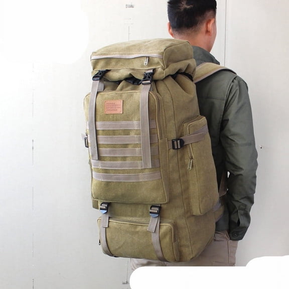 High capacity wear - resistant canvas backpack,Army Green