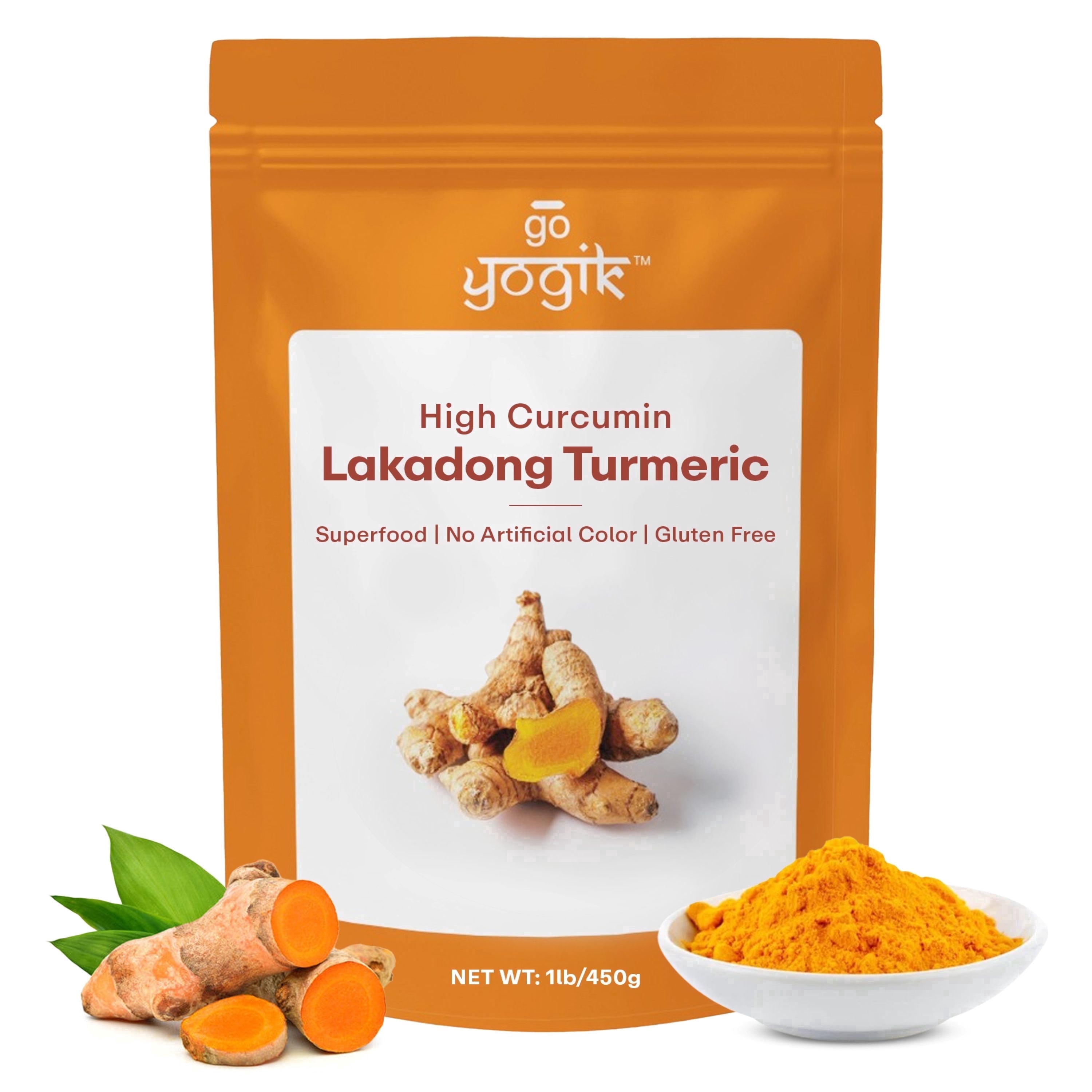 Go-Yogik Lakadong Turmeric Powder-1pound Certified Organic (NPOP–India) High Curcumin 7-9% -Lab Tested Superfood Traditionally grown in Himalayas hills, Direct from India.