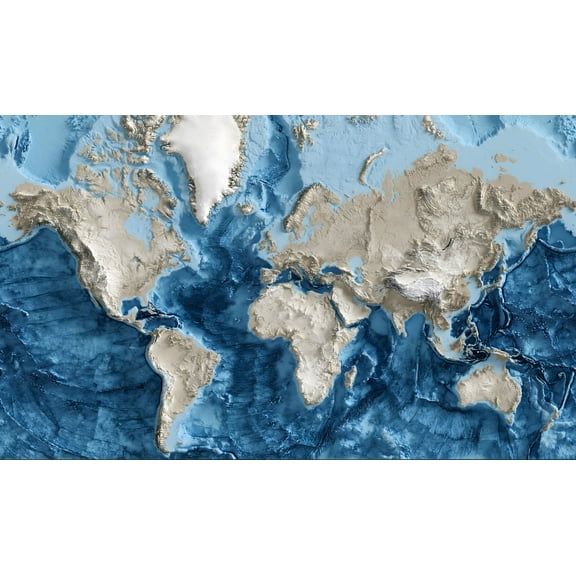 High definition 3D terrain, ocean Cool Wall Art 2025 Color Map of World Map Cool Wall Art Print Poster Bedroom Decoration Landscape Office Valentine's Birthday Gift For schools, gifts