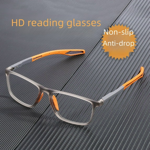 High-definition anti-Blue Ray reading glasses for middle-aged and elderly men and women fashionable sports ultra-light reading glasses non-slip anti-drop-Black+Red-150°