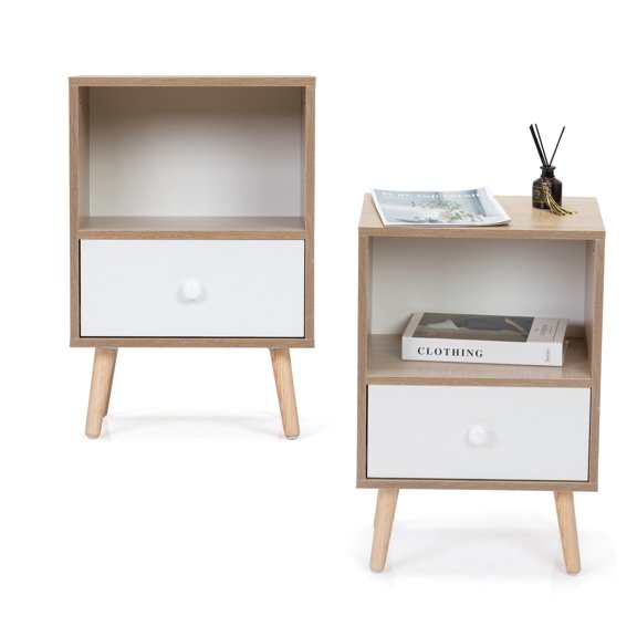 High - density Particleboard Material - Organize Essentials - As Nightstand or End Table - Stable with Splayed Pinewood Legs