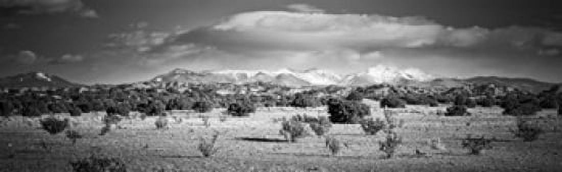 High desert plains landscape with snowcapped Sangre de Cristo Mountains in the background New Mexico USA Canvas Art - Panoramic Images (36 x 12)