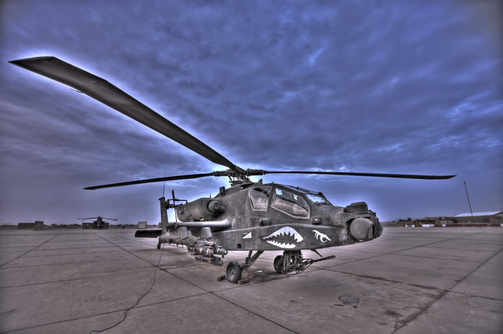 High dynamic range HDR photo of an AH-64D Apache Longbow Block III attack helicopter Canvas Art - Terry MooreStocktrek Images (17 x 12)