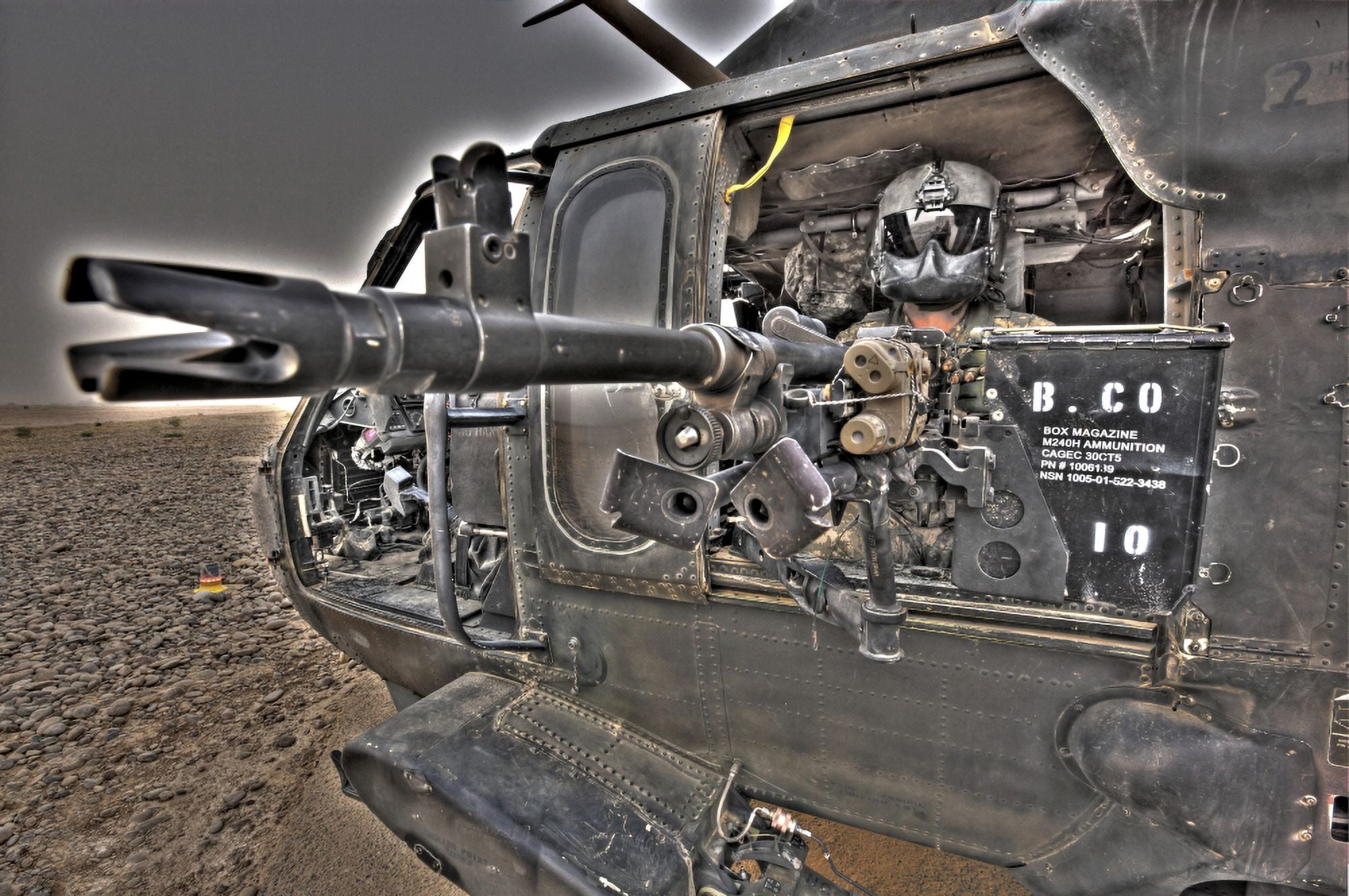High dynamic range image of a UH-60 Black Hawk gunner Canvas Art - Terry MooreStocktrek Images (34 x 23)