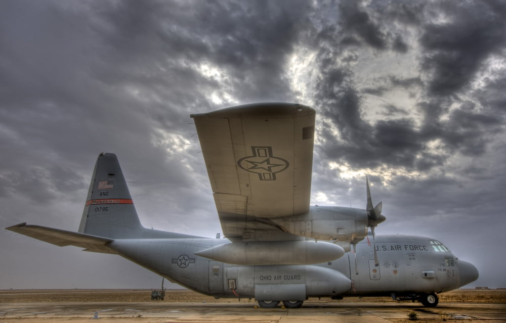 High dynamic range image of a US Air Force C-130 Hercules Canvas Art - Terry MooreStocktrek Images (35 x 22)