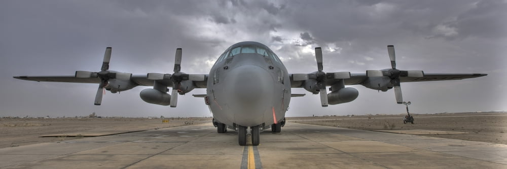 High dynamic range image of a US Air Force C-130 Herucles Canvas Art - Terry MooreStocktrek Images (48 x 16)