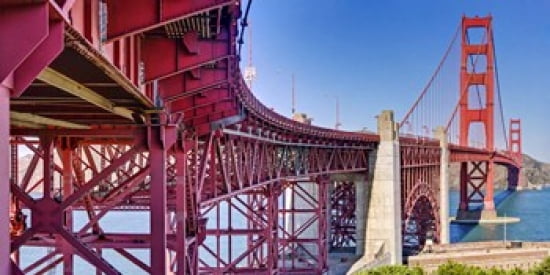High dynamic range panorama showing structural supports for the bridge Golden Gate Bridge San Francisco California USA Canvas Art - Panoramic Images (24 x 12)