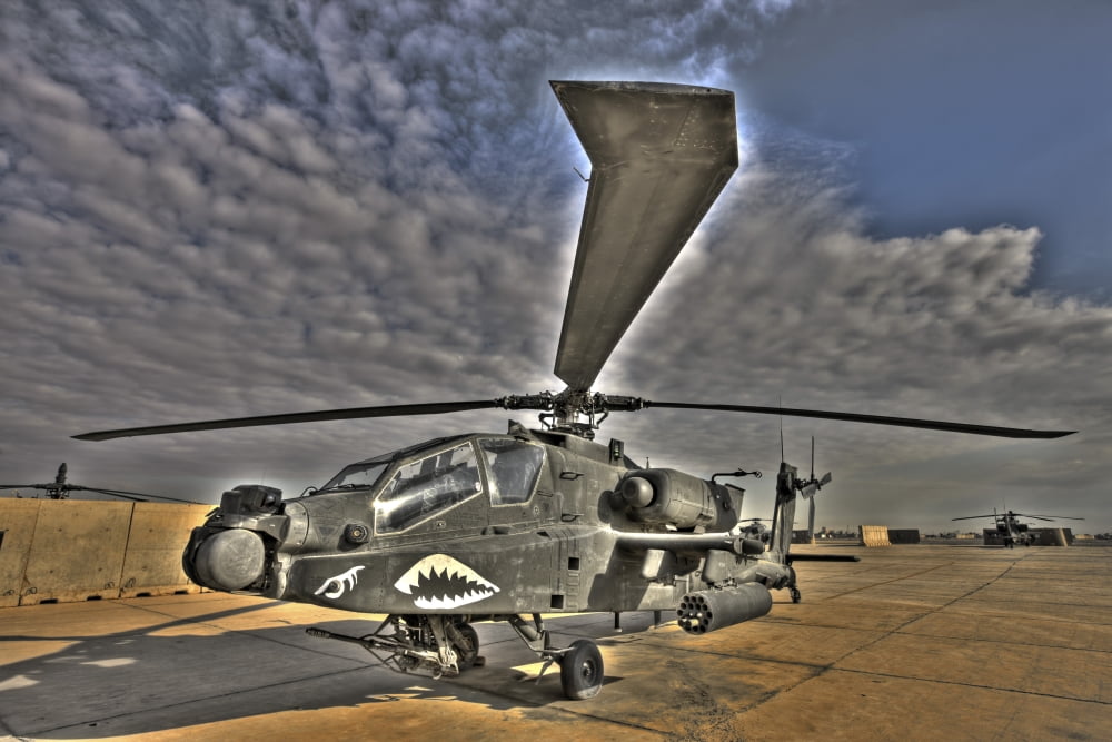 High dynamic range photo of an AH-64D Apache Longbow Block III attack helicopter Canvas Art - Terry MooreStocktrek Images (34 x 23)