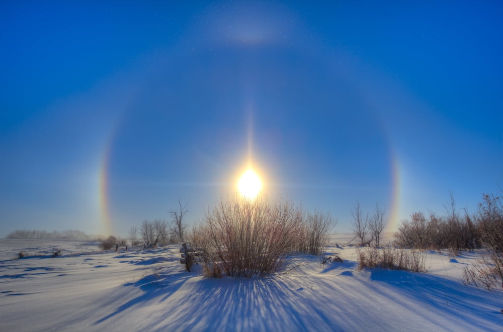 High dynamic range photo of sundogs and a solar halo around the Sun Canvas Art - Alan DyerStocktrek Images (18 x 12)