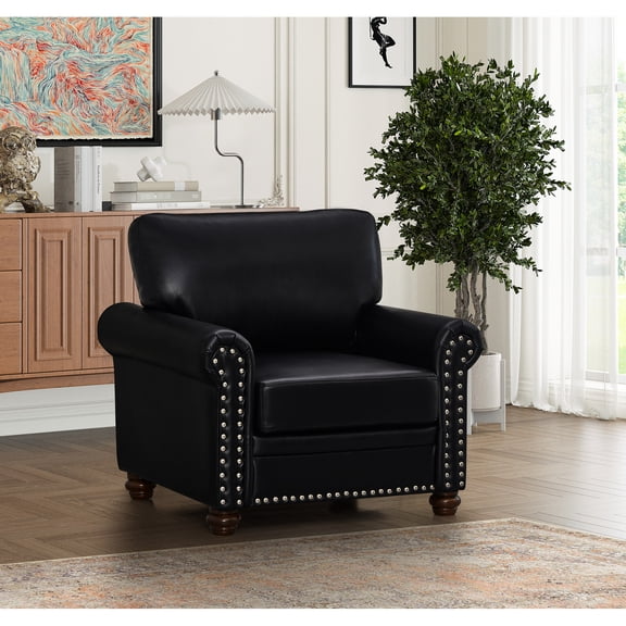 High - elastic sponge, smooth leather surface - Comfort - focused living room chair