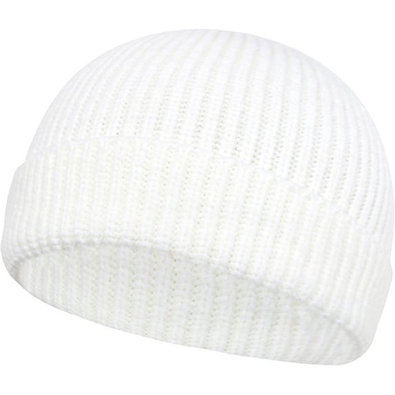 High elasticity big head circumference outdoor solid color dome woolen hat men's and women's winter warm knitted flanged beanie soft warm ski hat suitable for both men and women【White】