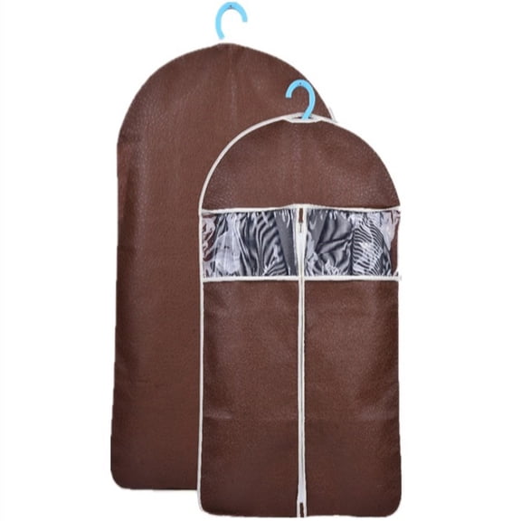High-end Embossing Clothes Cover Suit Storage Bag Garment Organizer Protector Case Size L (Coffee)