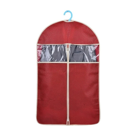 High End Embossed Clothes Cover for Suit Storage Bag Garment Organizer Protector Case 1 Set Dark Red