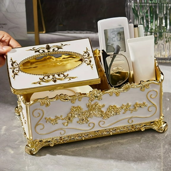 High-end European-style Tissue Box For Living Room Office Desktop Pen Remote Control Storage Box Upscale Restaurant Napkin Dispenser