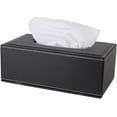 thumbnail image 1 of High-end Fashion PU Leather Tissue Box Holder Black with lid, Rectangular Napkin Facial Tissues Holder Dispenser,Home Office Car Tissue Box Cover Decorative Container with Magnetic Bottom (Black), 1 of 7