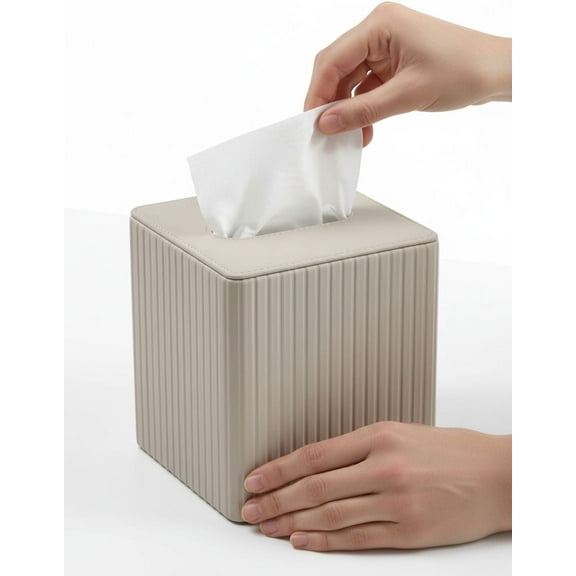 High-end Leather Tissue Box Cover Square Tissue Box Holder with Magnetic Closure