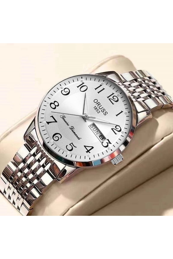 High-end Men's Watch with Luminous Calendar Business Wristwatch Men's Waterproof Steel Band Quartz Watch Men's Watch Men's Wristwatch