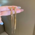 thumbnail image 1 of High-end Metallic Feel Front and Back Wear Long Tassel Silver Needle Earrings Fashion Simple Niche Temperament Internet Celebrity Earrings for Women, 1 of 7