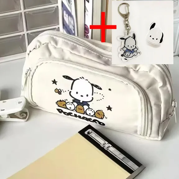 High-end Pochacco Sanrio Anime Kawaii Pen Bag Cute Cartoon Pencil Box Stationery Case Large Capacity Cosmetics Storage