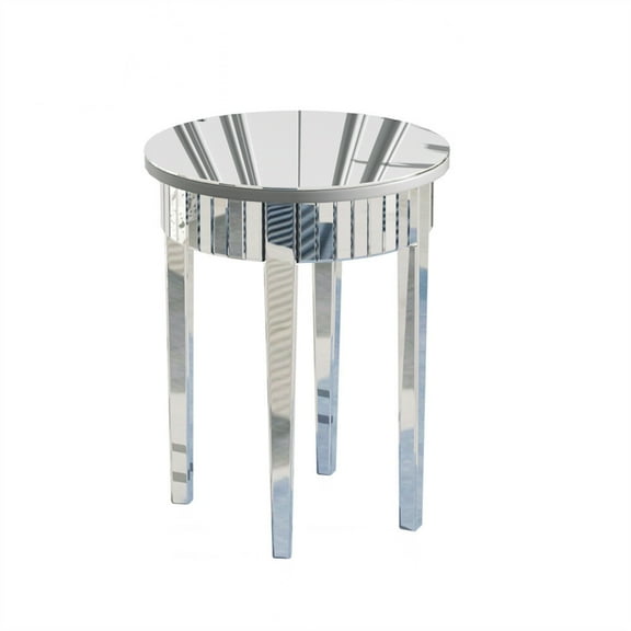 High-end Silver Mirrored Side End Table Retro for Entryway Living Room Bedroom