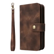 High-end Wallet Case for HUAWEI p40pro, Premium PU Leather Magnetic Handbag Zipper Pocket Card Slots with Wrist Strap Flip Case