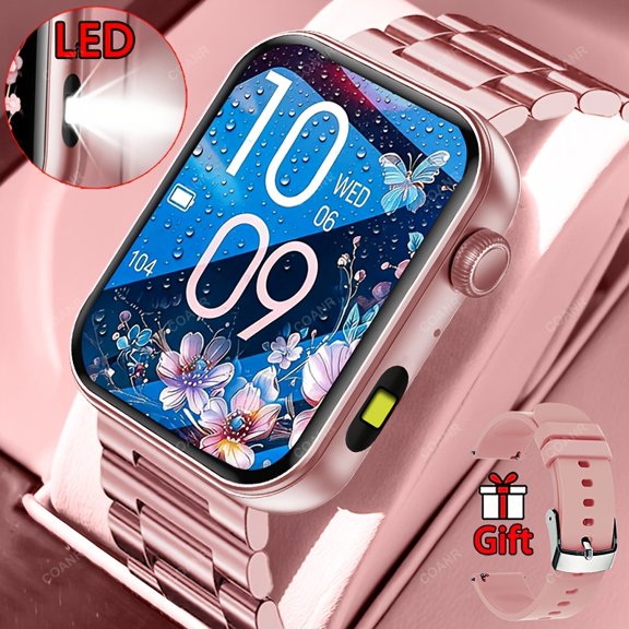 High-end Women's Smart Watch: Call Function, Built-in Flashlight, Alarm Clock, Music Control, Sedentary Reminder, Calorie & Fitness Tracker, 100+ Sports Modes, iPhone/Android Compatible