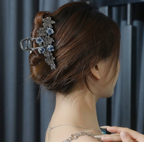 High-end flower hair clip for women's back of head, large hair volume and shark clip headgear