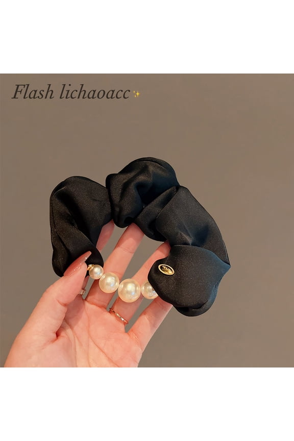 High-end pearl large intestine hair band female new senior sense of temperament pig intestine head rope tie low ponytail hair rope headdress