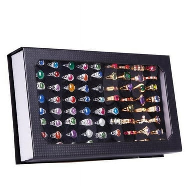 High-grade 72 Slot Ring Box Velvet Jewelry Ring Display Case Box Jewelry Storage Dresser Top Jewelry Organizer Jewelry Organizer Modern Gift Boxes Jewelry Small