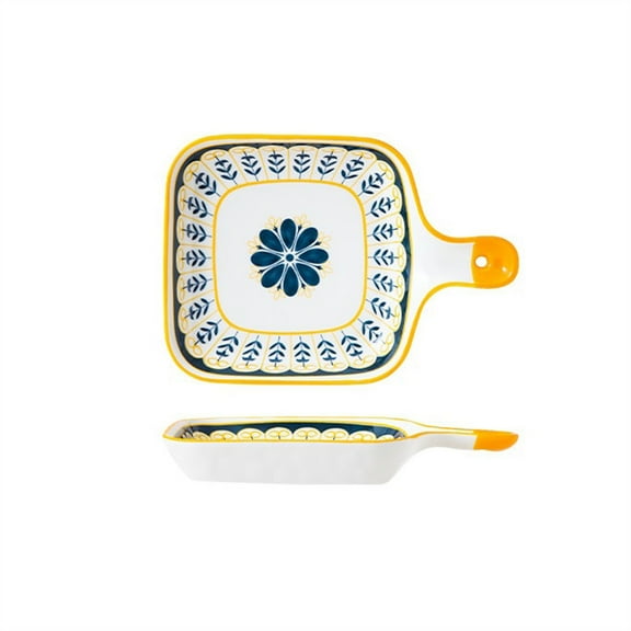 High-grade Breakfast Plate Creative Dish Plate Household Ceramic Snack Dinner Plate Prepared Vegetables Oven Handle Baking Dish