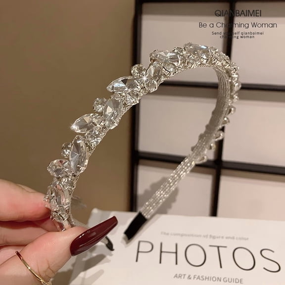 High grade crystal super flash headband from Korea, versatile for outdoor use, high skull top super flash headband, French high-end rhinestone hair clip