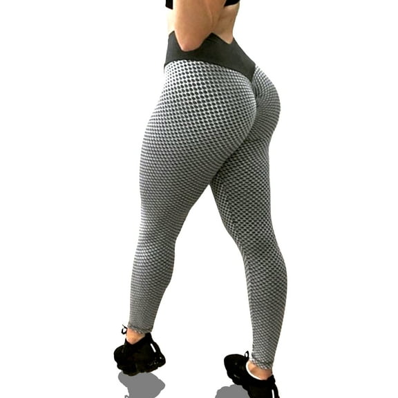 High&nbsp;Waisted&nbsp;Yoga&nbsp;Pants&nbsp;for&nbsp;Women Stretchy Tummy Control Butt Lifting Booty Ruched Leggings Running Fitness Workout Tights (Gray, X-Large)
