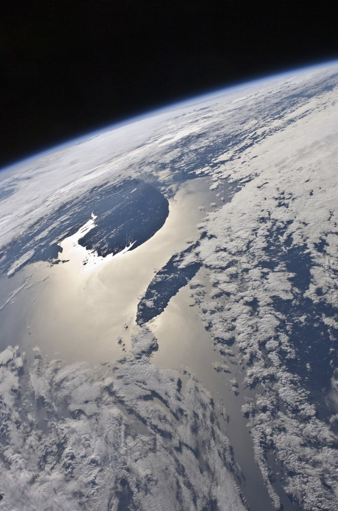 High-oblique view of the Gaspe Peninsula and Anticosti Island Canvas Art - Stocktrek Images (23 x 34)