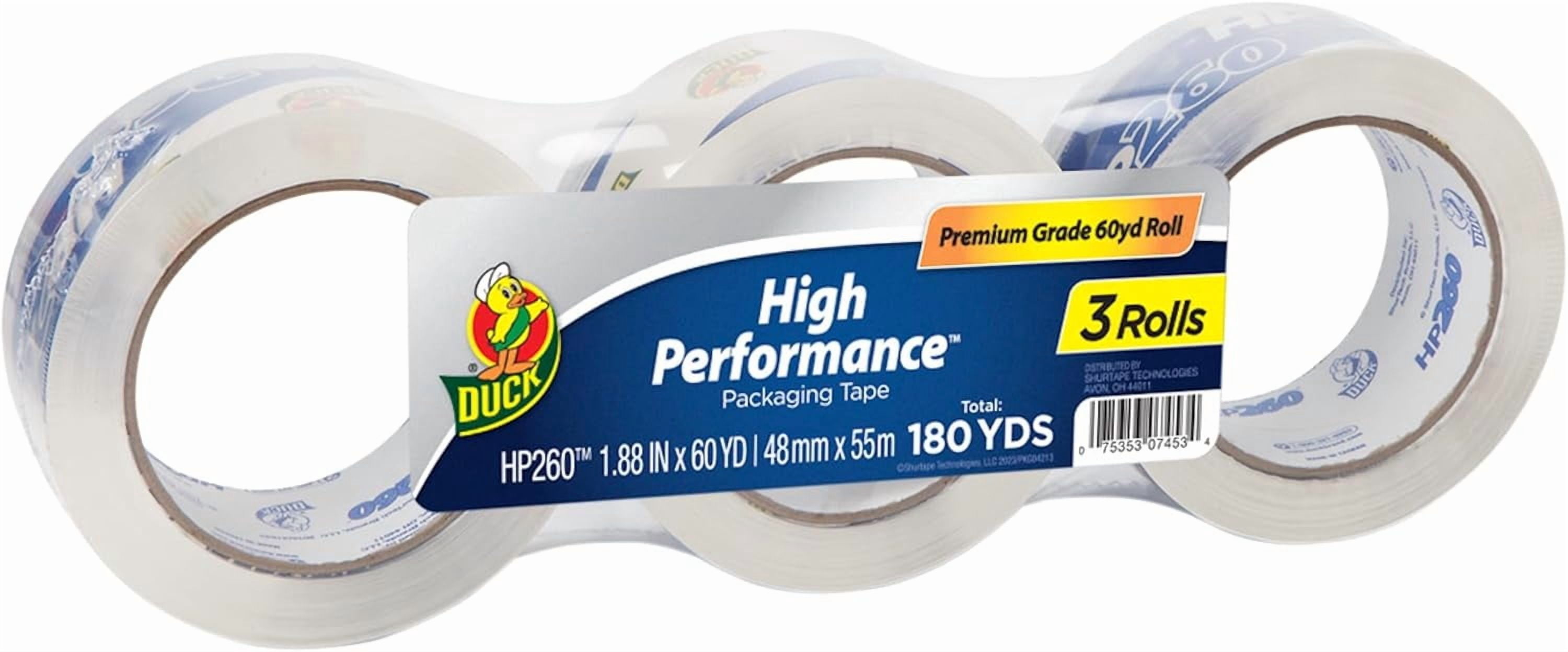 High-performance transparent packing tape refill - 3 rolls of 260强力 packing tape, for shipping, moving, mailing, and storing boxes - 3-inch core, 1.88-inch by 60 yards, transparent (655074)