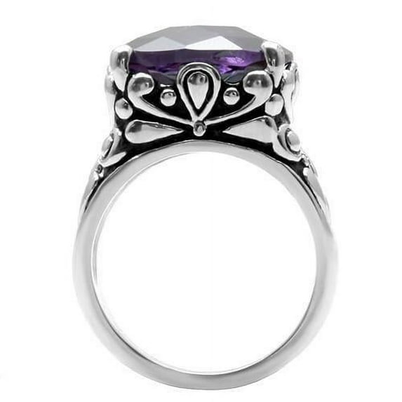 High polished (no plating) Stainless Steel Ring with AAA Grade CZ in Amethyst for Women Style TK016