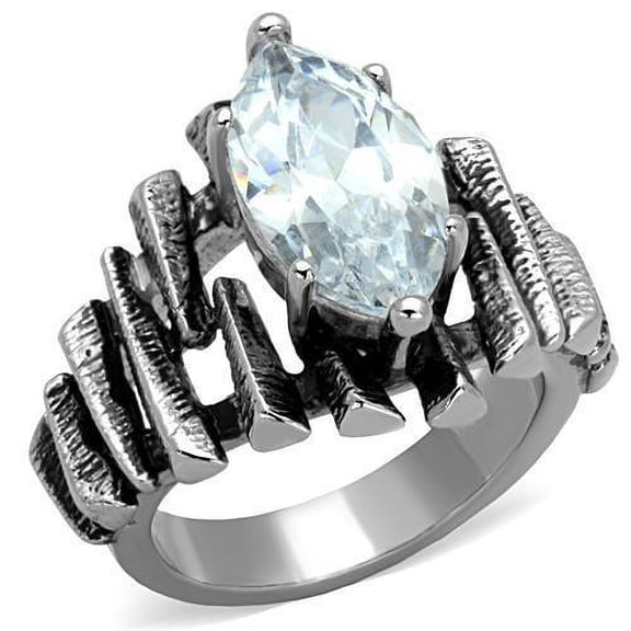High polished (no plating) Stainless Steel Ring with AAA Grade CZ in Clear for Women Boho Theme Clear Stone Color Style TK1516 Size 10